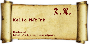 Kello Márk névjegykártya